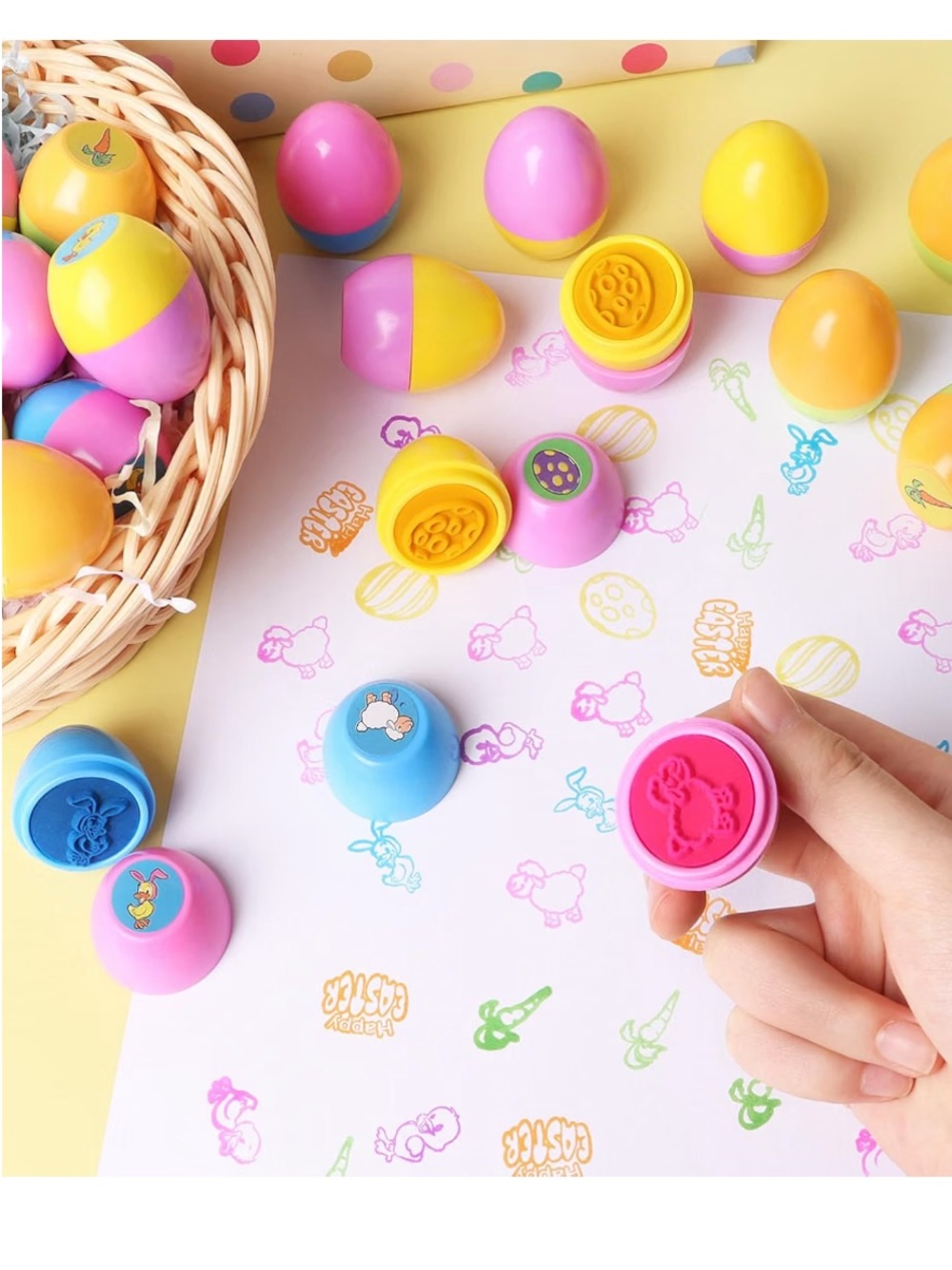 Easter 24pcs Multicolored Self Inking Egg Stamp Set